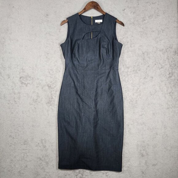 Calvin Klein Sleeveless Midi Sheath Dress Keyhole Cutout Career Dress - Picture 1 of 8